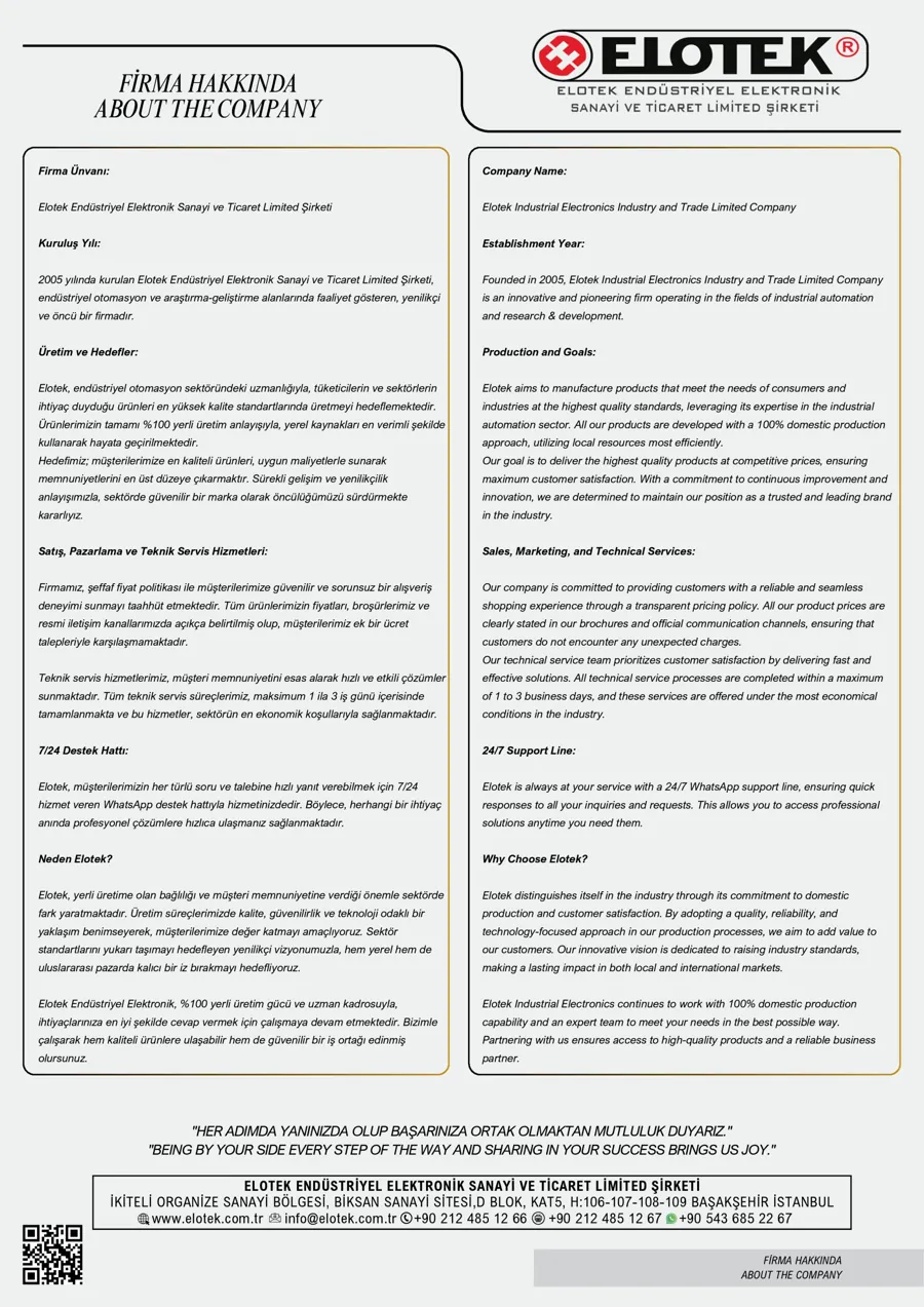 Elotek katalog sayfa 12: Firma hakkında